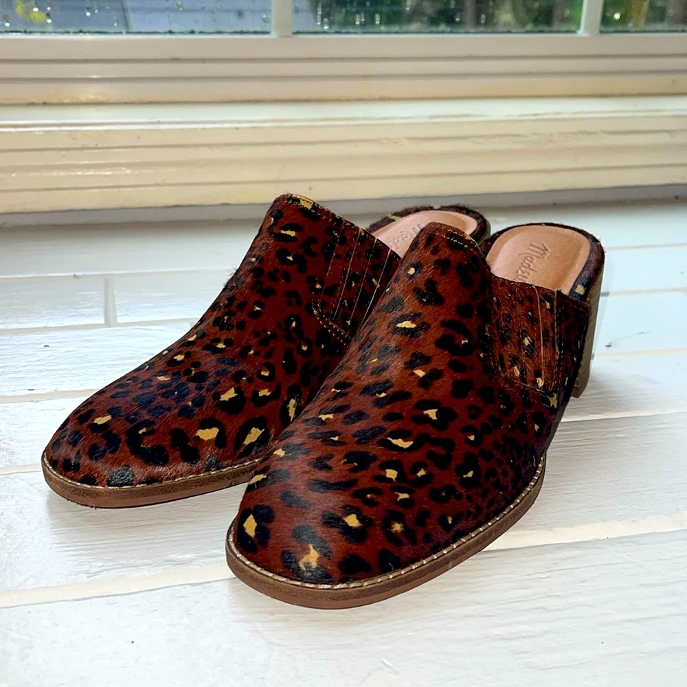 Madewell The Harper Mule in Leopard Calf Hair (worn only once)